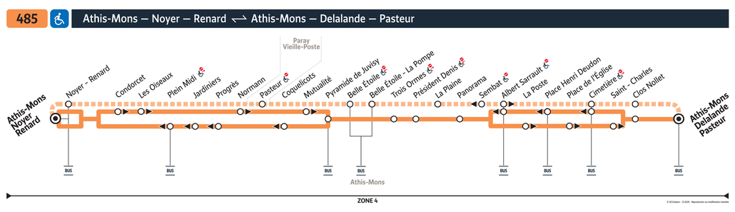 Tracé de la ligne de Bus 485