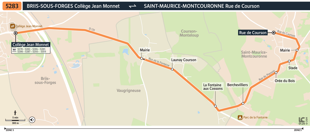 Tracé de la ligne de Bus 5283