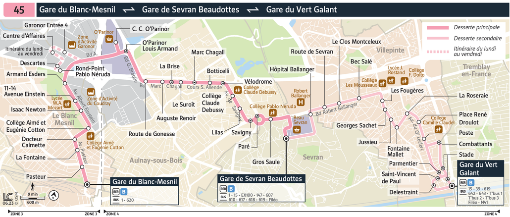 Bus line route 45