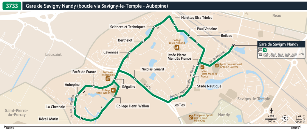 Bus line route 3733