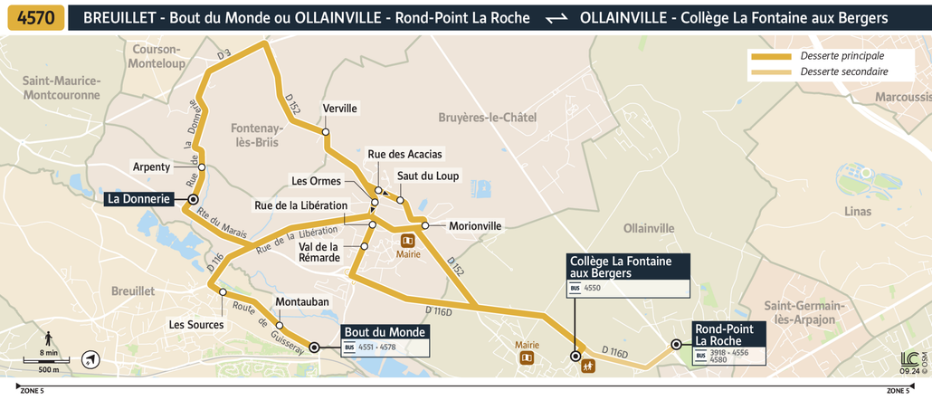 Tracé de la ligne de Bus 4570