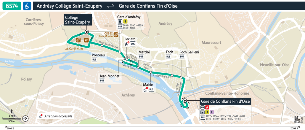 Tracé de la ligne de Bus 6574