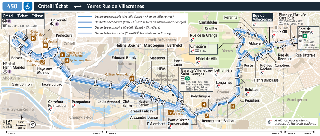 Tracé de la ligne de Bus 450