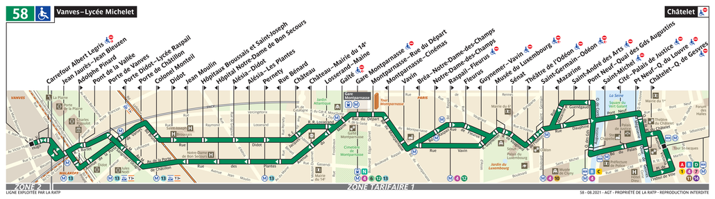 Tracé de la ligne de Bus 58
