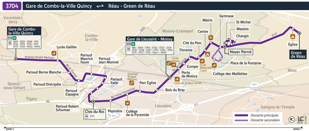 Bus line route 3704