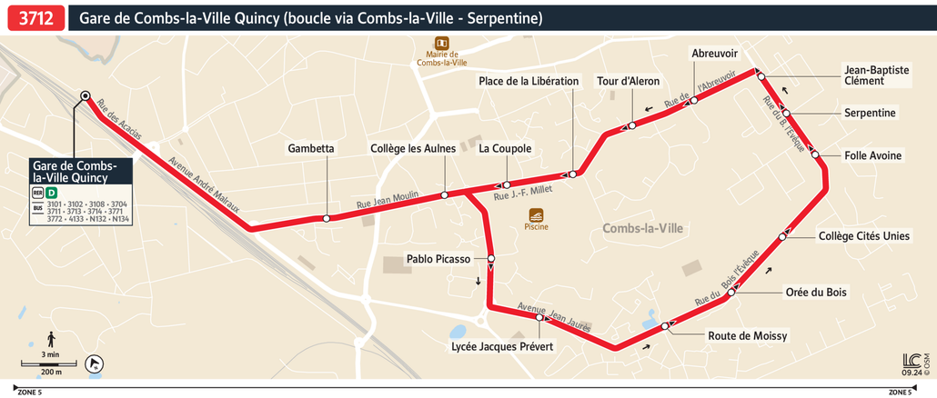 Bus line route 3712