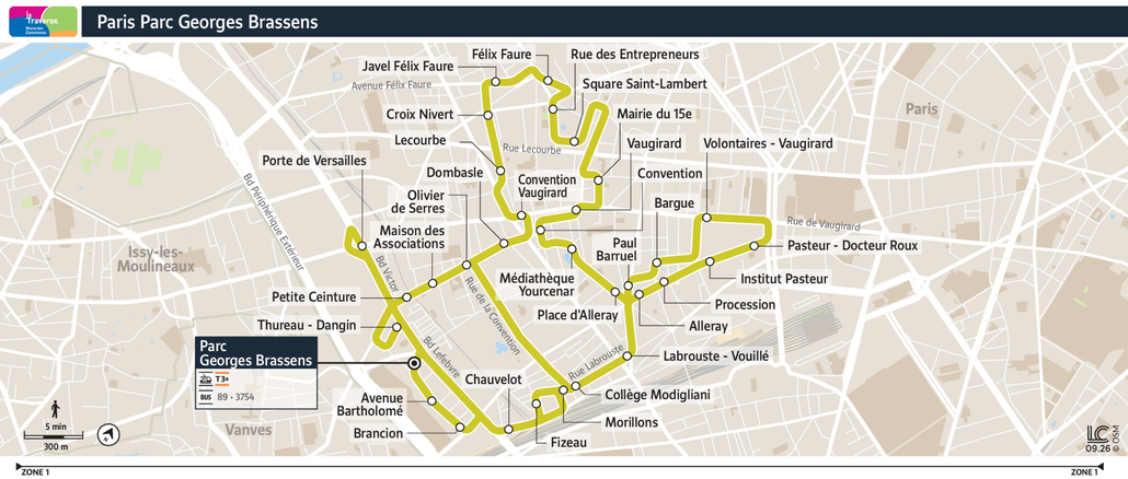 Tracé de la ligne de Bus Traverse