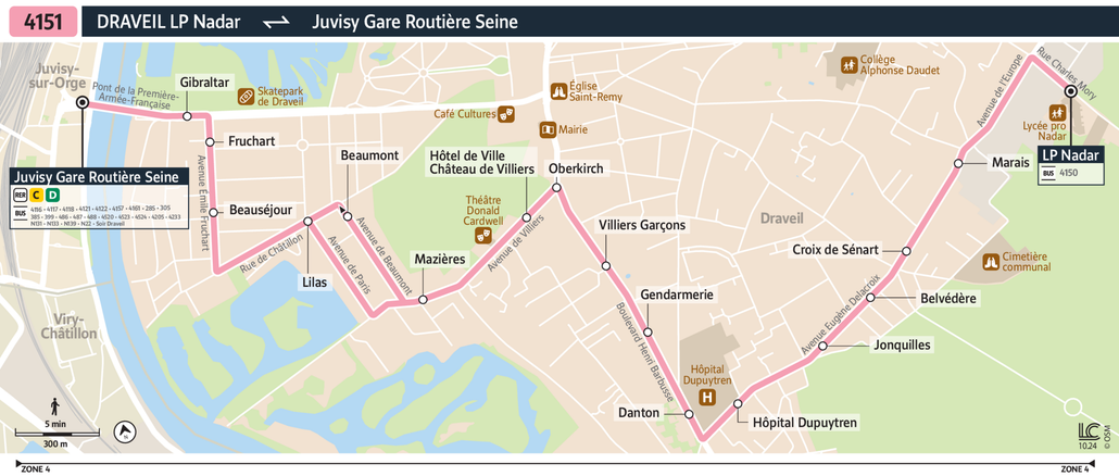 Tracé de la ligne de Bus 4151