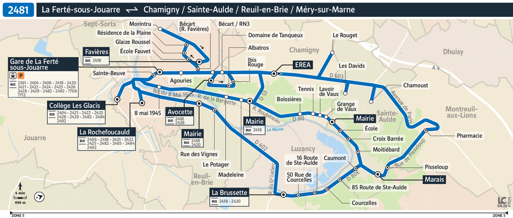 Tracé de la ligne de Bus 2481
