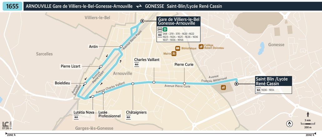 Tracé de la ligne de Bus 1655
