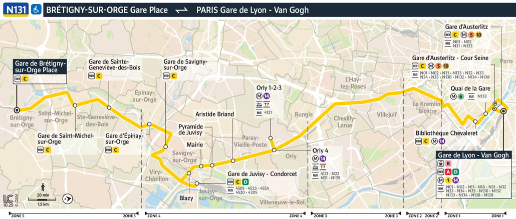 Noctilien line route N131