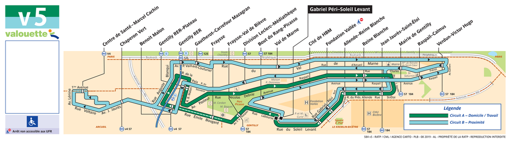 Tracé de la ligne de Bus V5