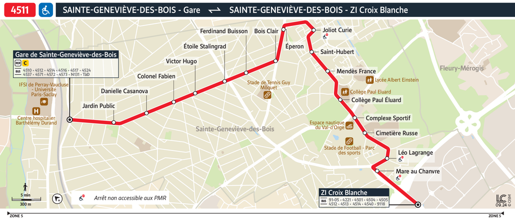Tracé de la ligne de Bus 4511