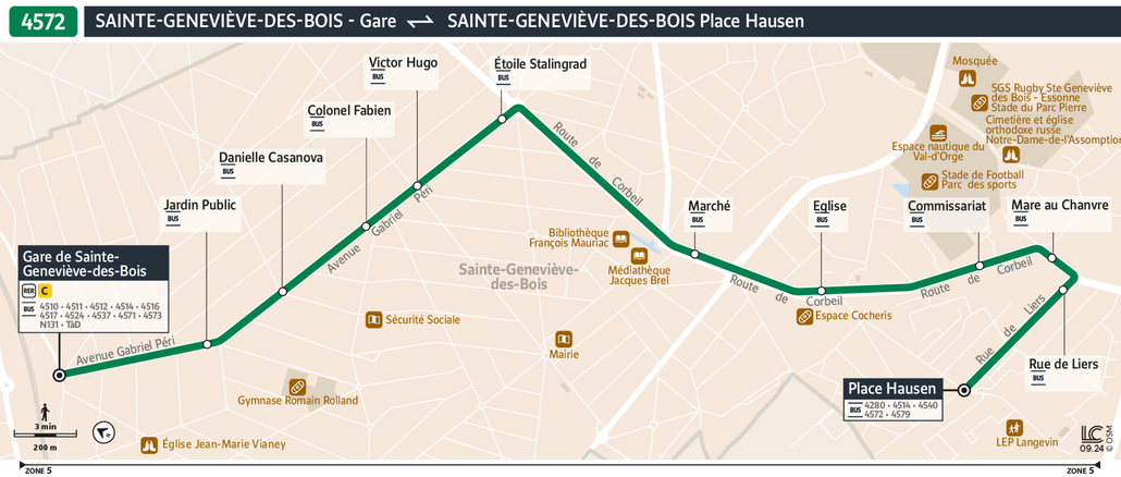 Tracé de la ligne de Bus 4572