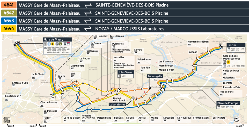 Tracé de la ligne de Bus 4641