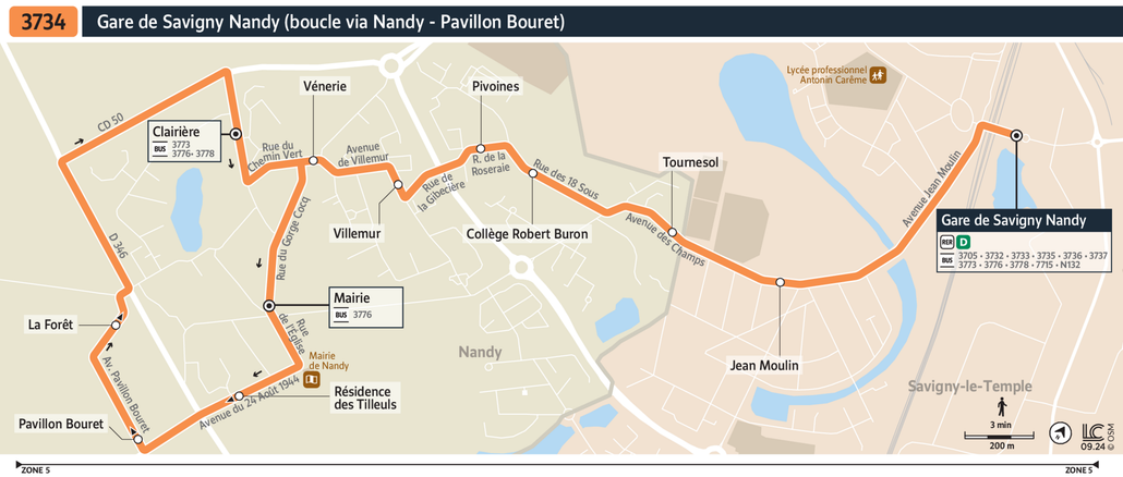 Bus line route 3734