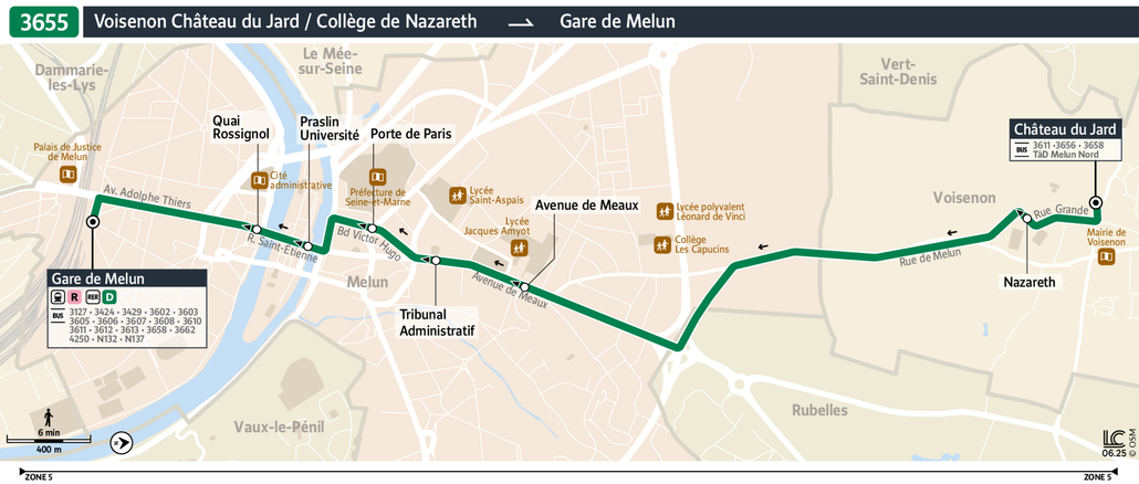 Tracé de la ligne de Bus 3655