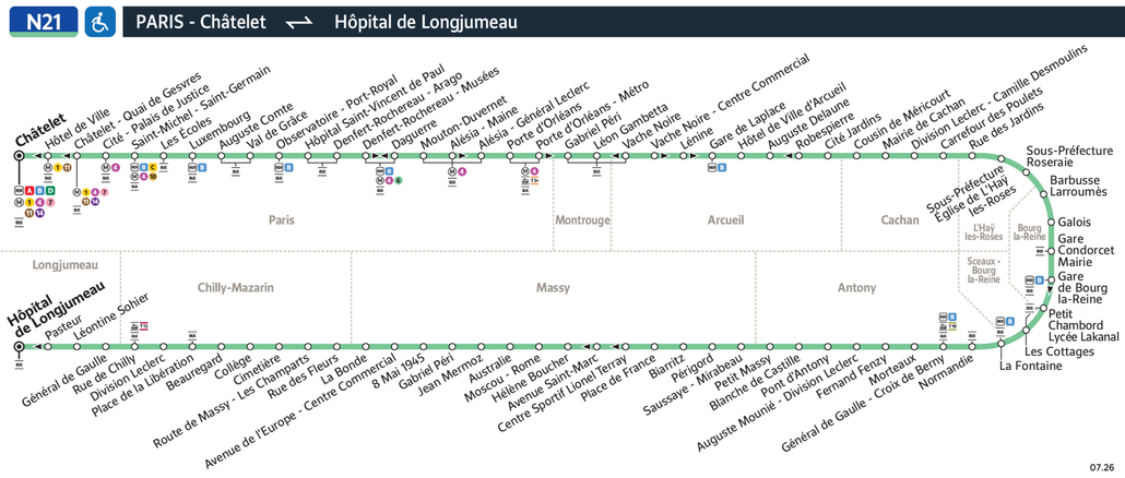 Noctilien line route N21