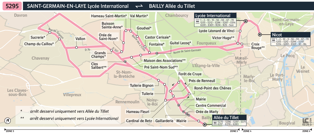 Tracé de la ligne de Bus 5295