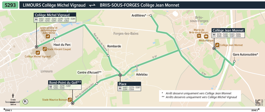 Tracé de la ligne de Bus 5293