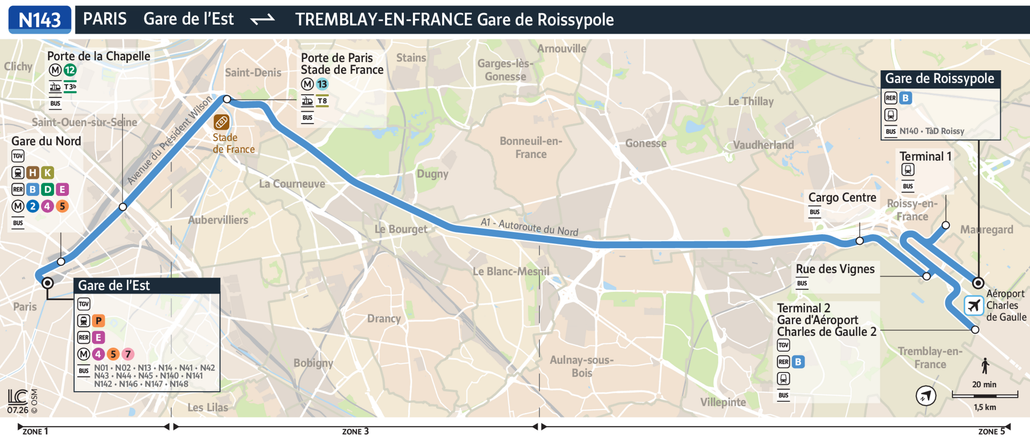 Noctilien line route N143