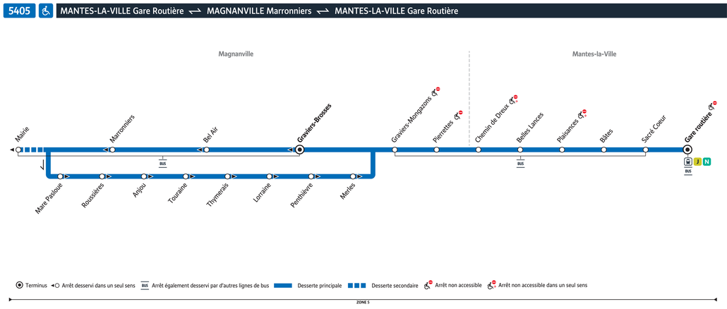 Tracé de la ligne de Bus 5405