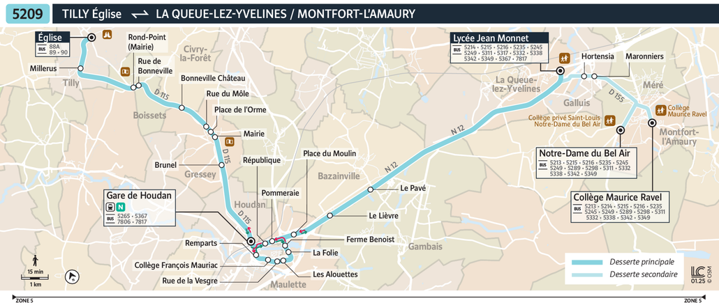 Tracé de la ligne de Bus 5209