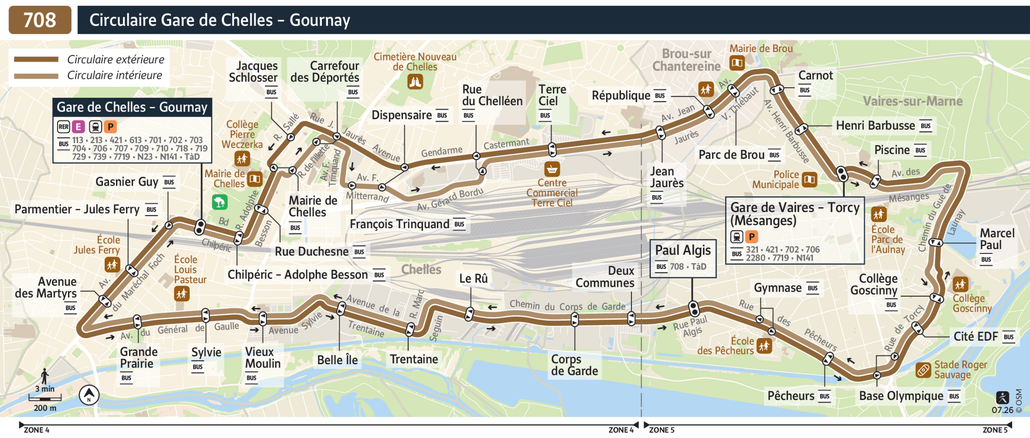 Bus line route 708