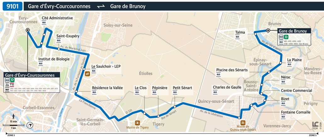 Bus line route 9101