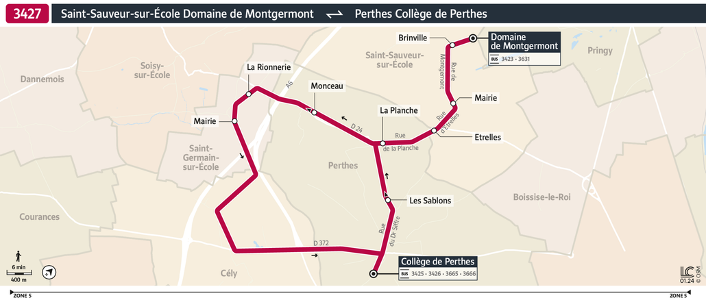 Tracé de la ligne de Bus 3427