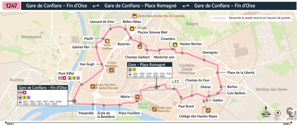 Tracé de la ligne de Bus 1247