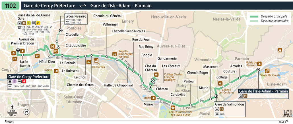Bus line route 1102