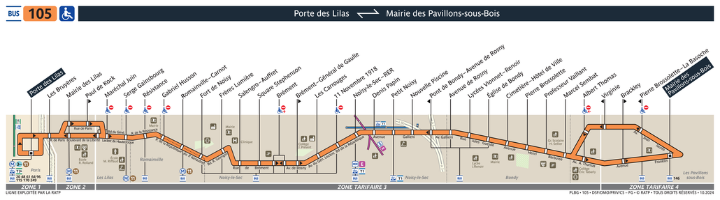Bus line route 105