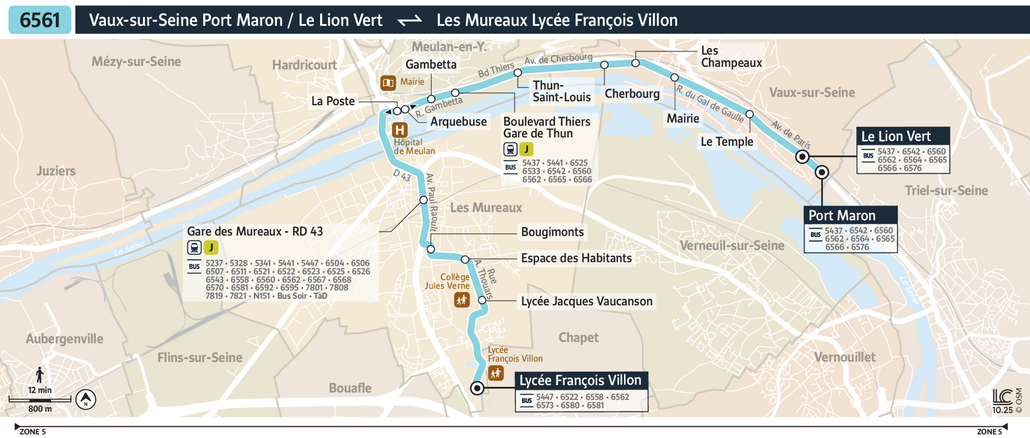 Tracé de la ligne de Bus 6561