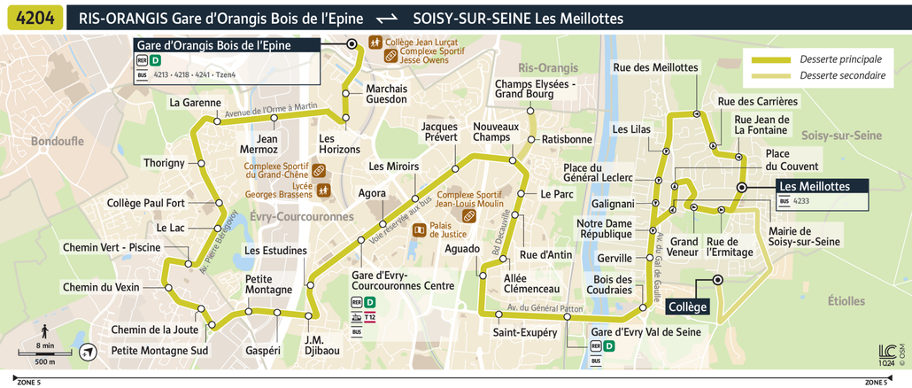 Tracé de la ligne de Bus 4204