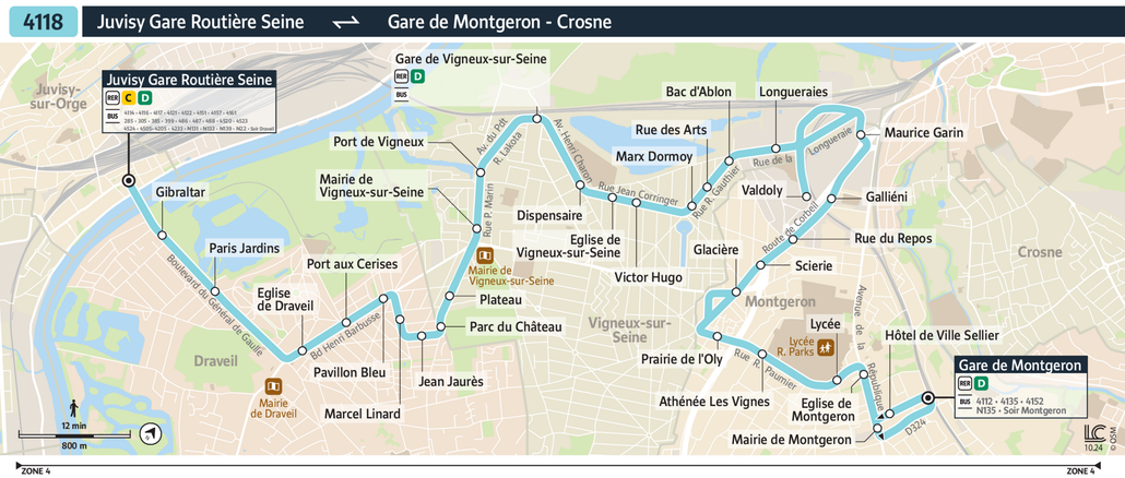 Tracé de la ligne de Bus 4118
