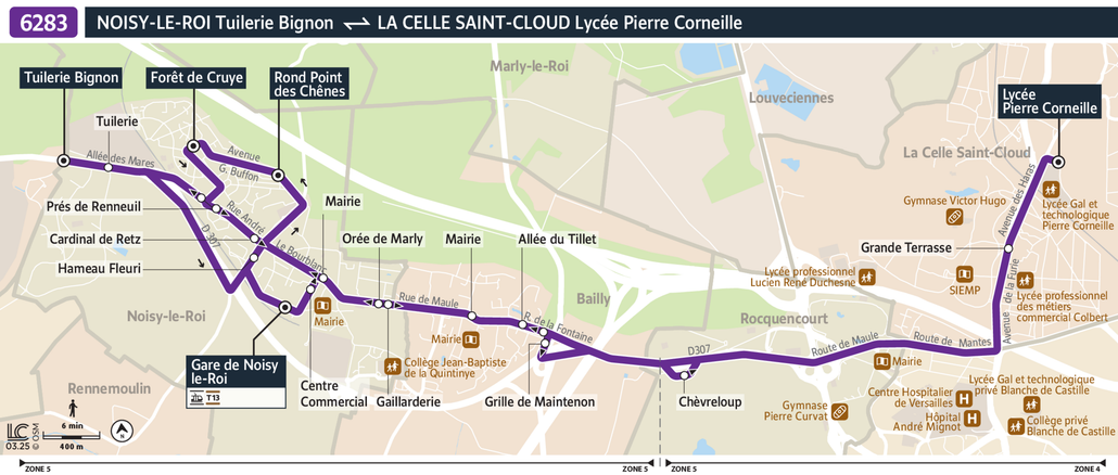 Tracé de la ligne de Bus 6283