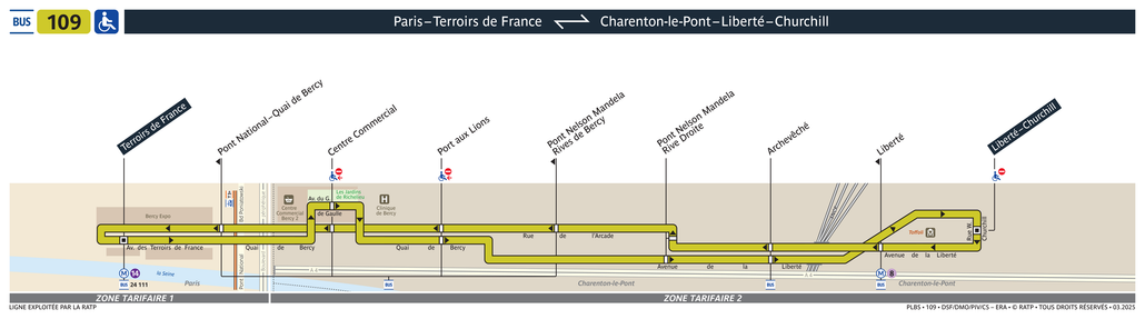 Tracé de la ligne de Bus 109
