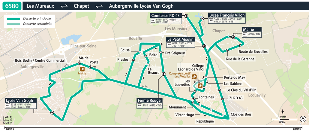 Tracé de la ligne de Bus 6580
