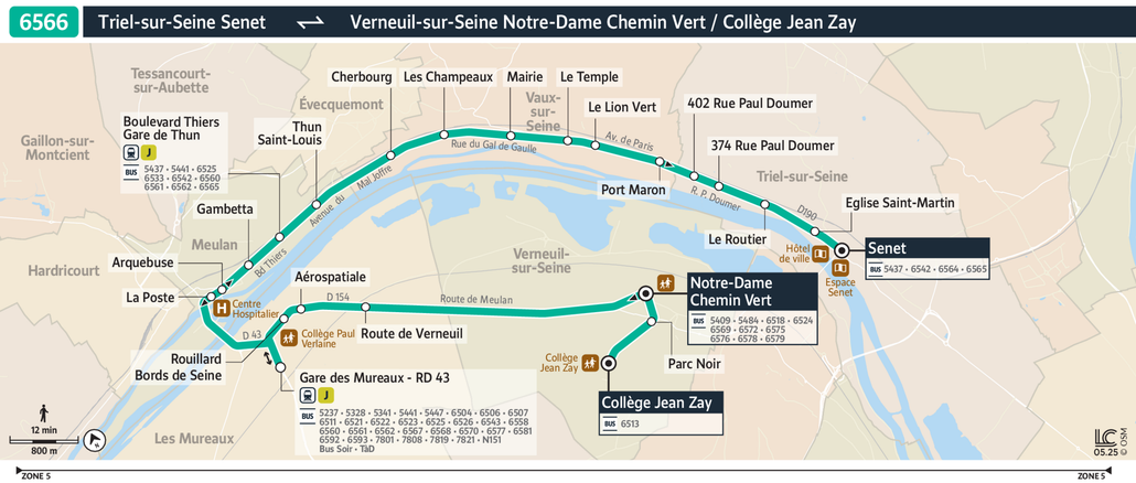 Tracé de la ligne de Bus 6566