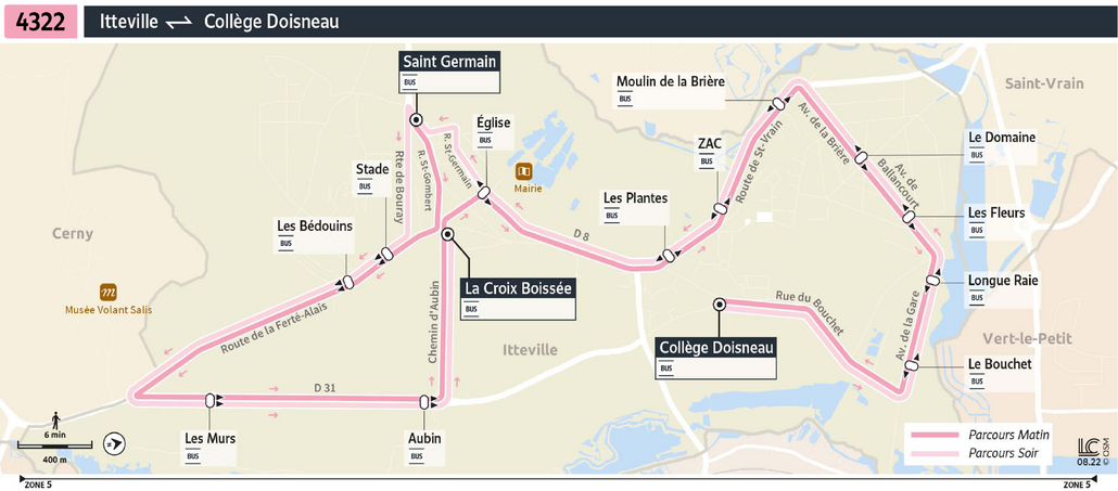 Tracé de la ligne de Bus 4322