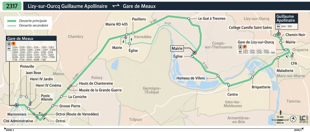Tracé de la ligne de Bus 2317