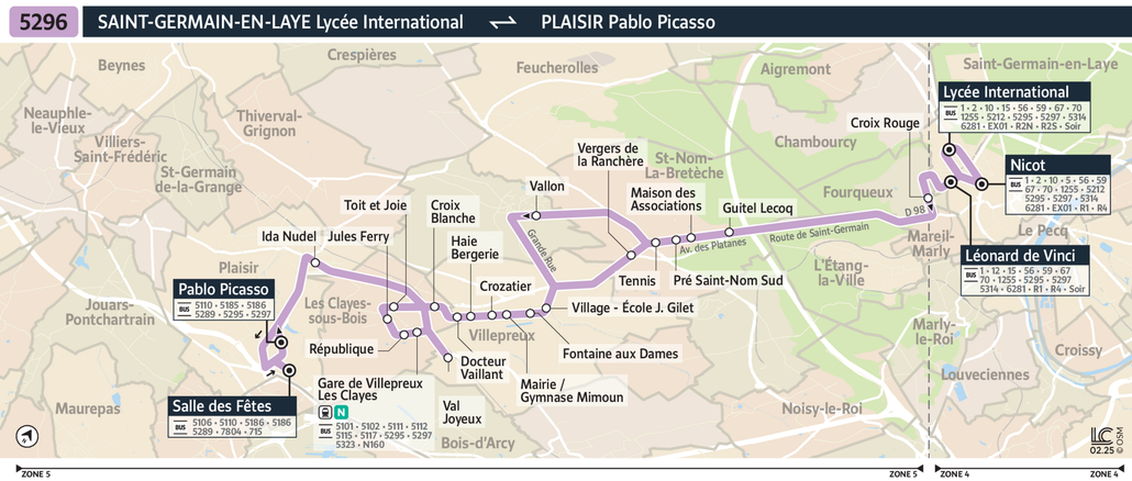 Tracé de la ligne de Bus 5296