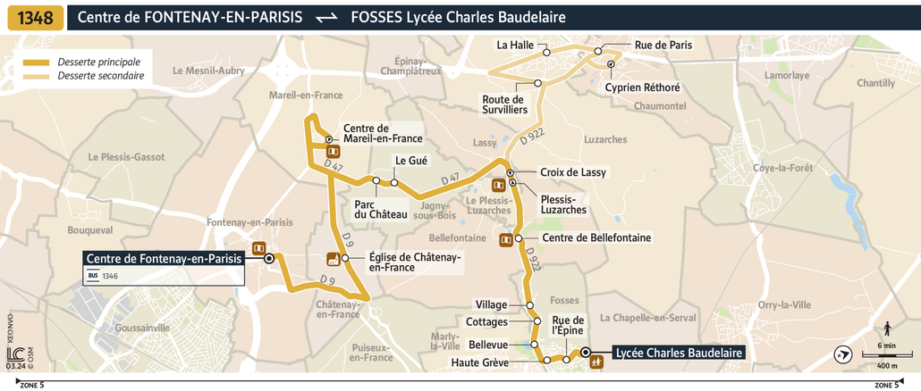 Tracé de la ligne de Bus 1348