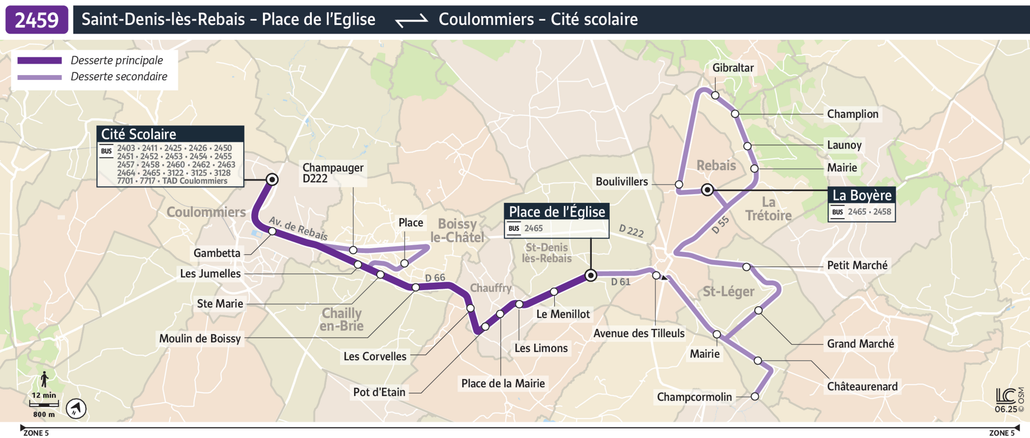 Tracé de la ligne de Bus 2459