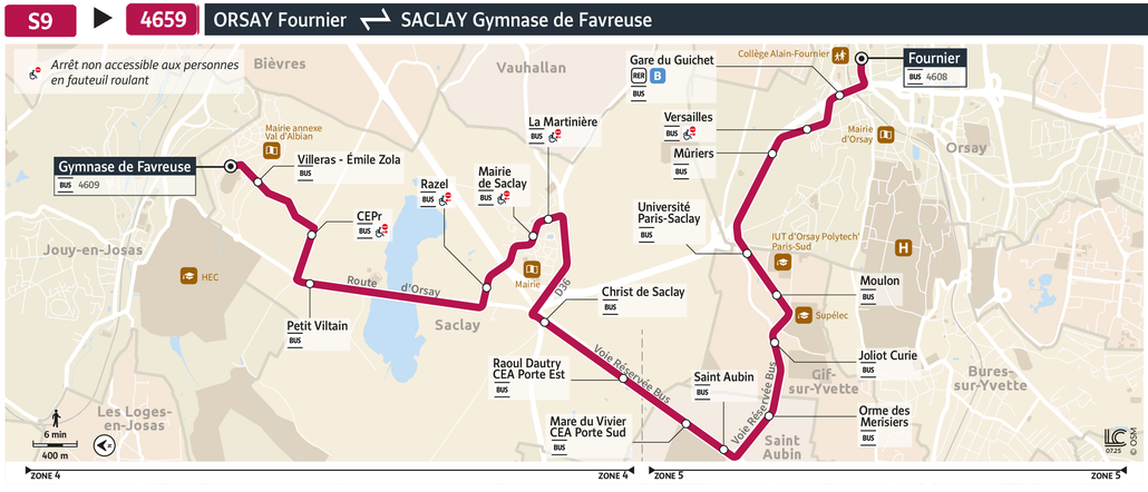 Tracé de la ligne de Bus 4659