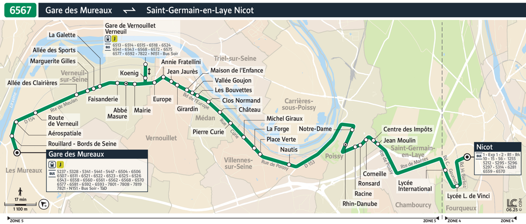 Tracé de la ligne de Bus 6567