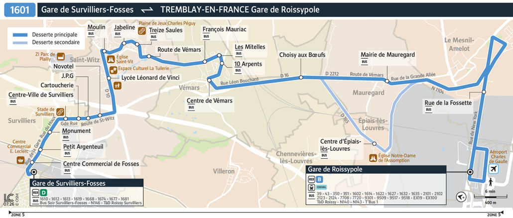 Tracé de la ligne de Bus 9501