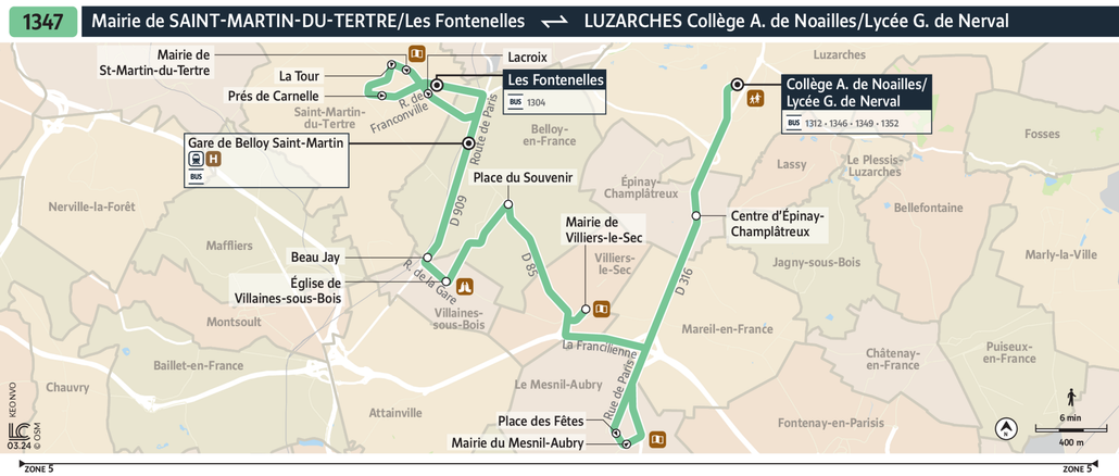 Tracé de la ligne de Bus 1347