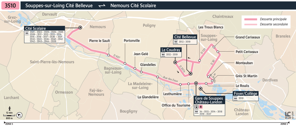 Tracé de la ligne de Bus 3510